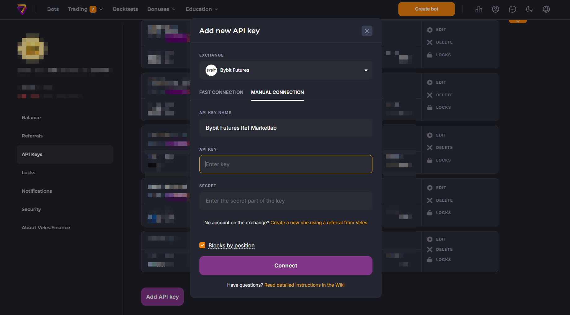 Connecting Exchange Veles