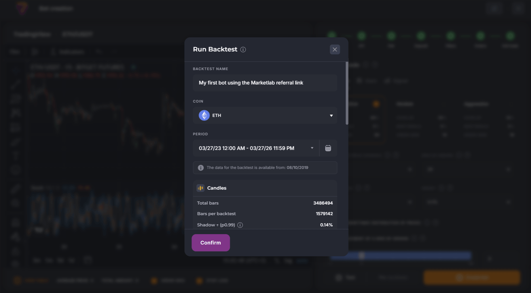Setting Up Backtest Veles